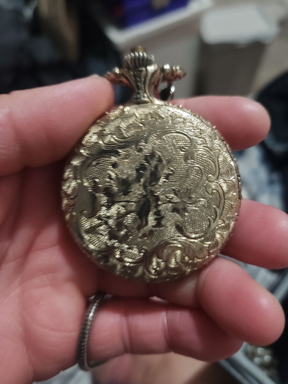 Remington Gold Floral Engraved Pendant Necklace